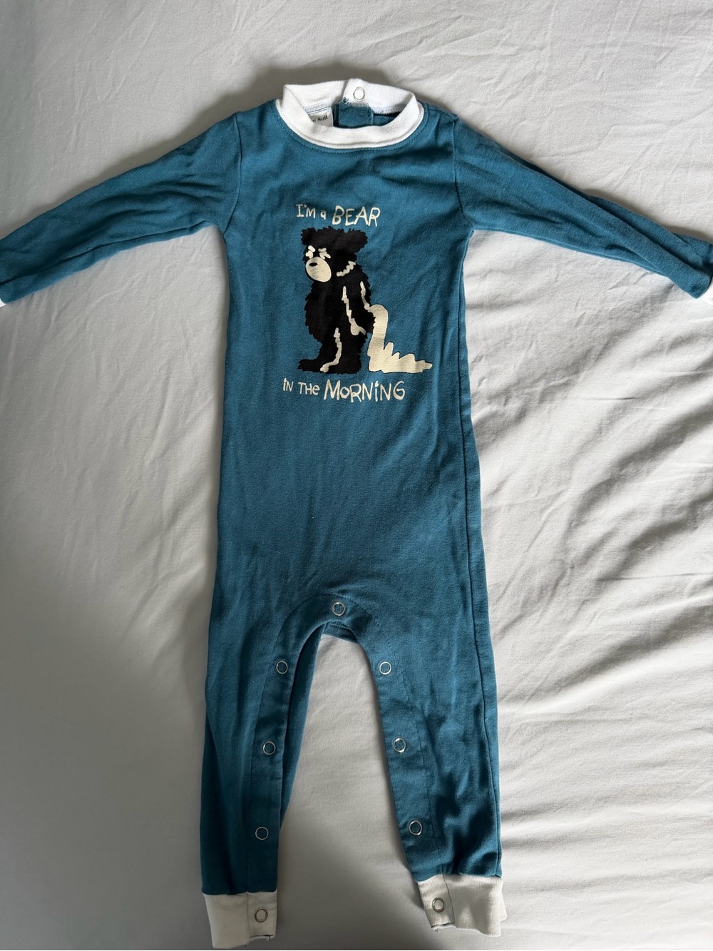 Lazy One Long Sleeve Bear One-Piece Pajamas in Teal